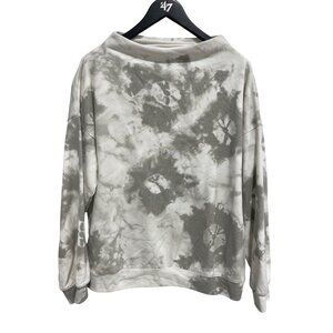 HelloNite Pullover Sweatshirt Size XS Tie Dye Mock Neck Long Sleeve Gray White
